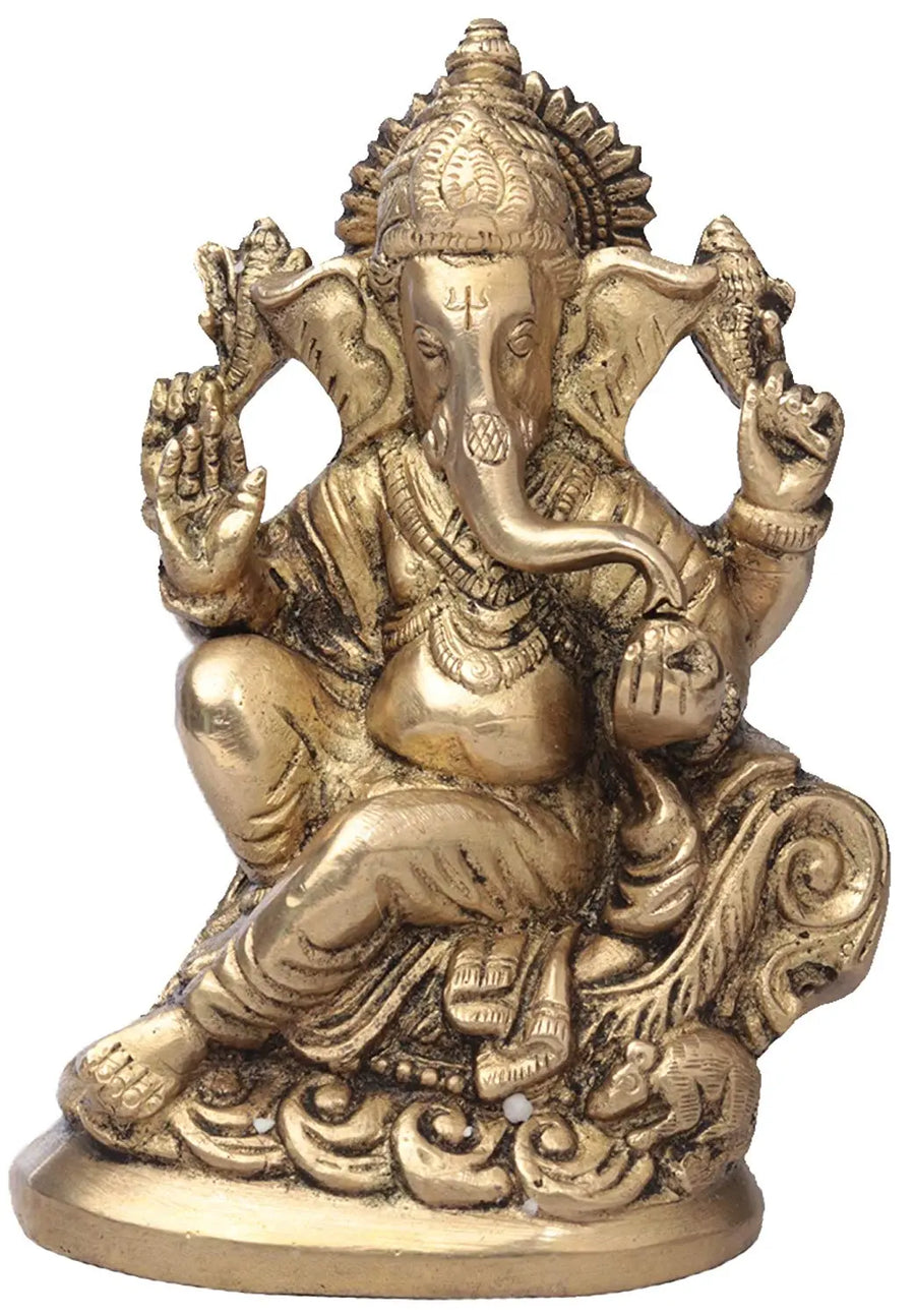 6" Brass Lord Ganesha Blessing Idol Handmade