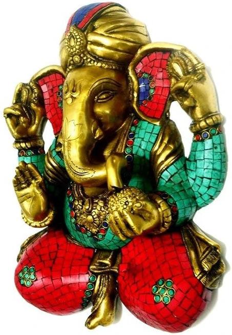 10" Lord Ganesha Wall Hanging in Brass | Handmade | Made in India