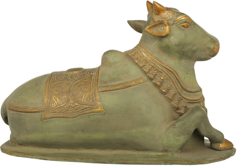 13" Nandi The Bull - The Vahana Of Shiva In Brass | Handmade | Made In India