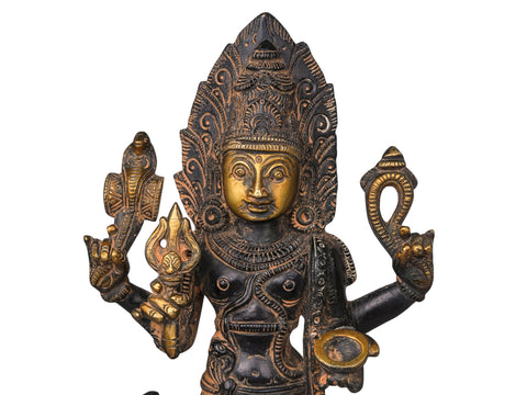11" Lord Shiva as Bhairava Statue in Brass | Handmade | Made in India