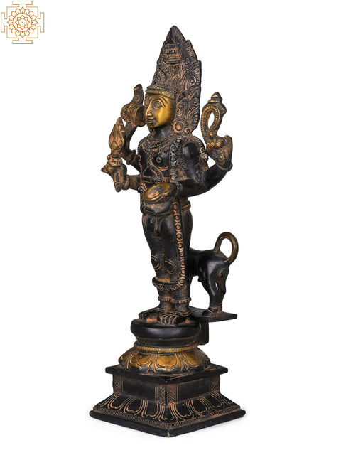 11" Lord Shiva as Bhairava Statue in Brass | Handmade | Made in India