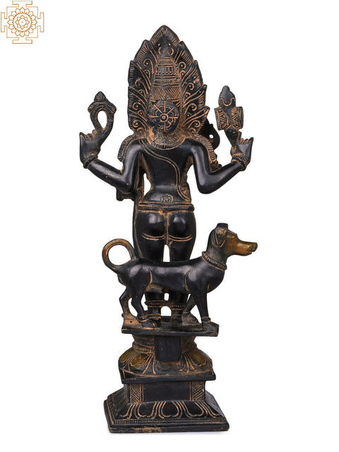 11" Lord Shiva as Bhairava Statue in Brass | Handmade | Made in India