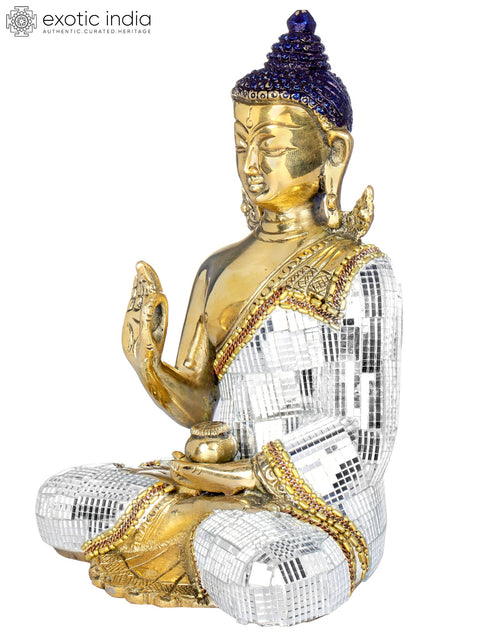 8" Lord Buddha Preaching His Dharma - Tibetan Buddhist In Brass | Handmade | Made In India