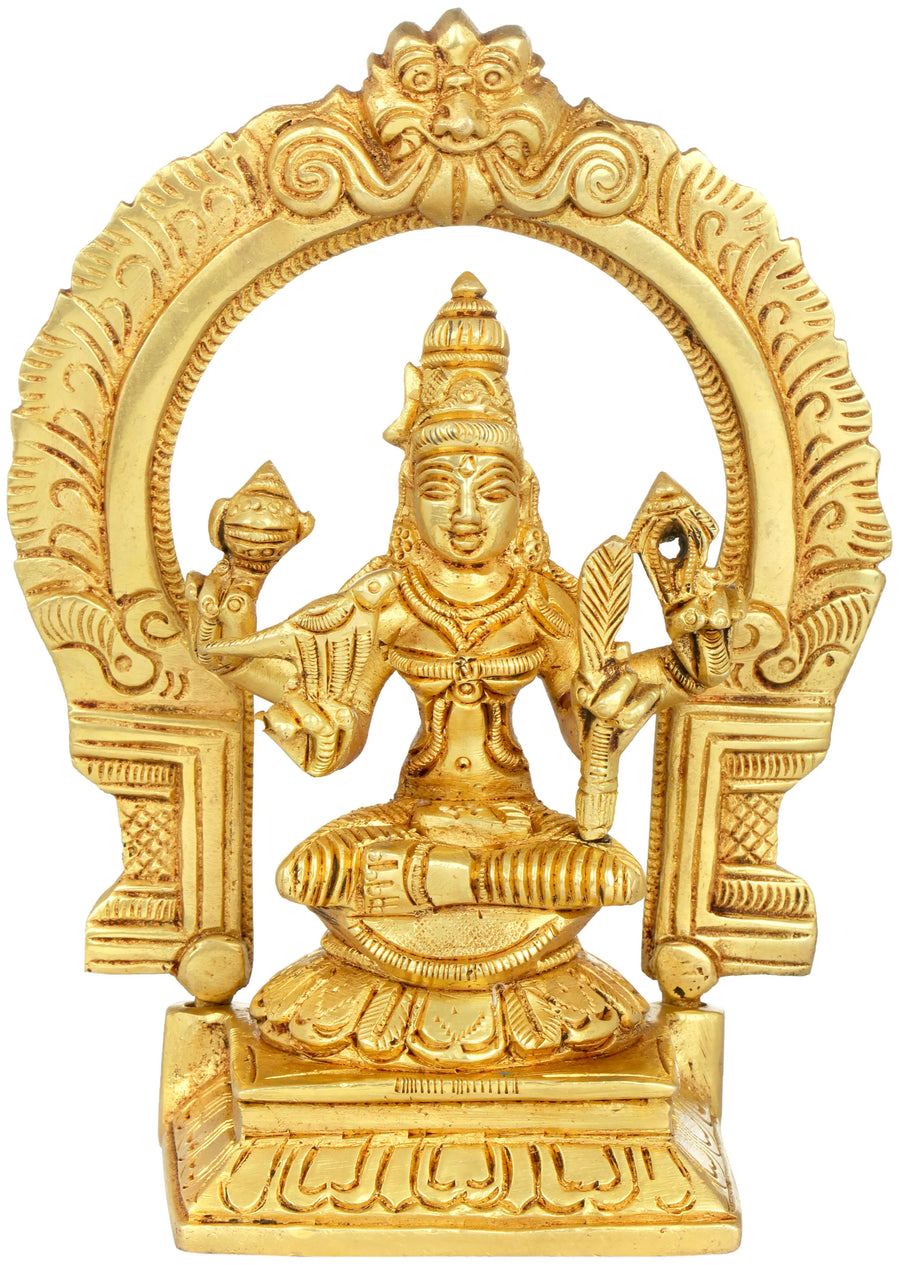6" Goddess Rajarajeshwari Brass Statue Handmade