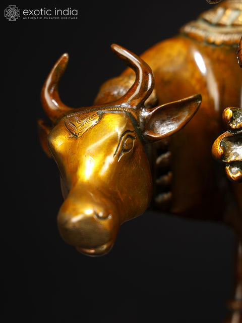 26" Handmade Brass Statue of Krishna with His Cow | Traditional Indian Craft