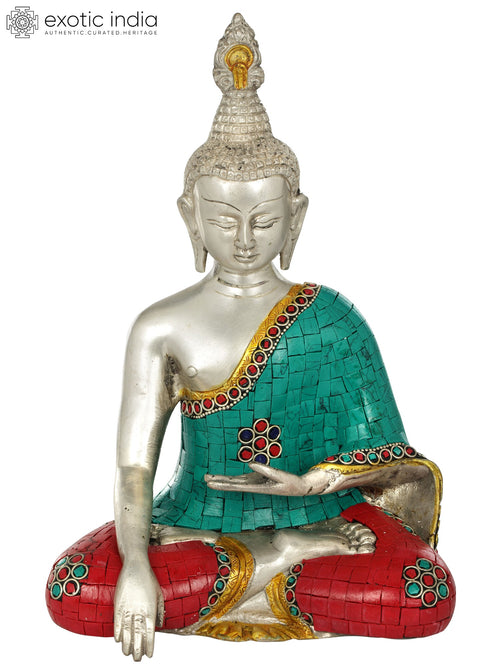 10" Lord Buddha Bhumisparsha Mudra Brass Statue Handmade