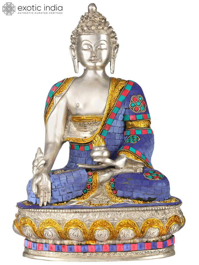 12" Medicine Buddha Brass Statue Handmade Tibetan Buddhist Deity