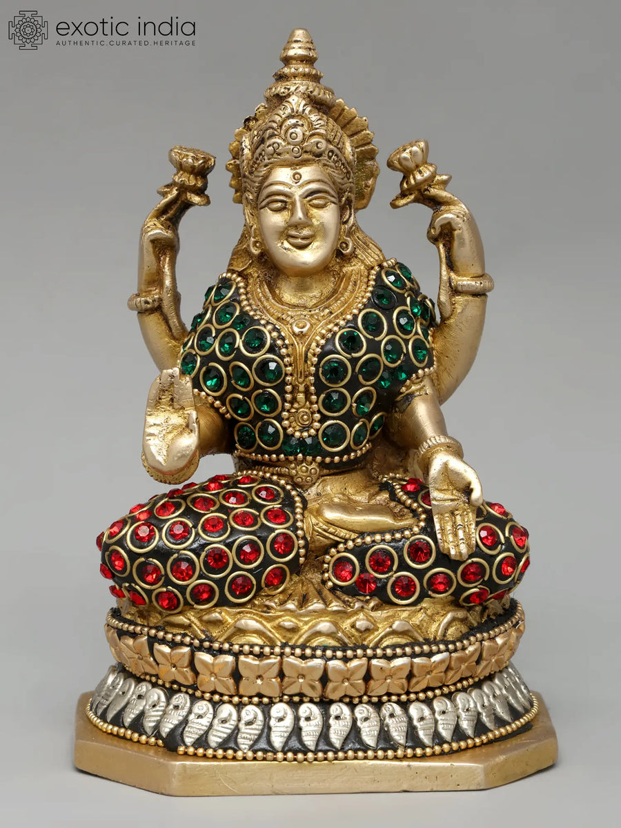 5" Brass Goddess Lakshmi Handmade Statue