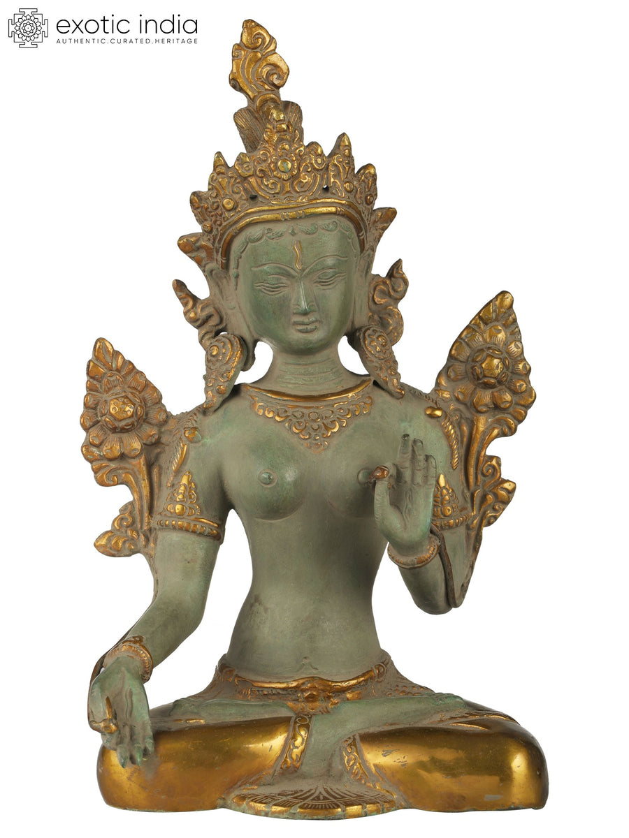 10" White Tara Brass Statue Handmade Buddhist Goddess