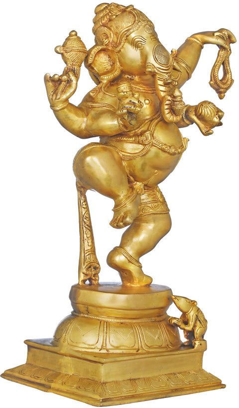 17" Dancing Ganesha In Brass | Handmade | Made In India