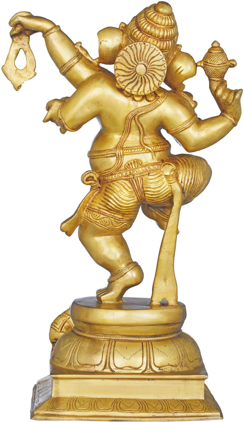17" Dancing Ganesha In Brass | Handmade | Made In India