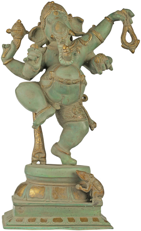 17" Dancing Ganesha In Brass | Handmade | Made In India