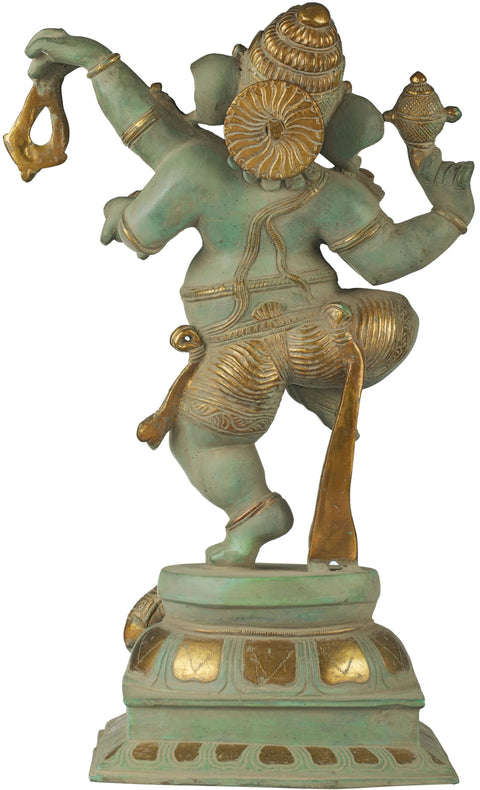 17" Dancing Ganesha In Brass | Handmade | Made In India