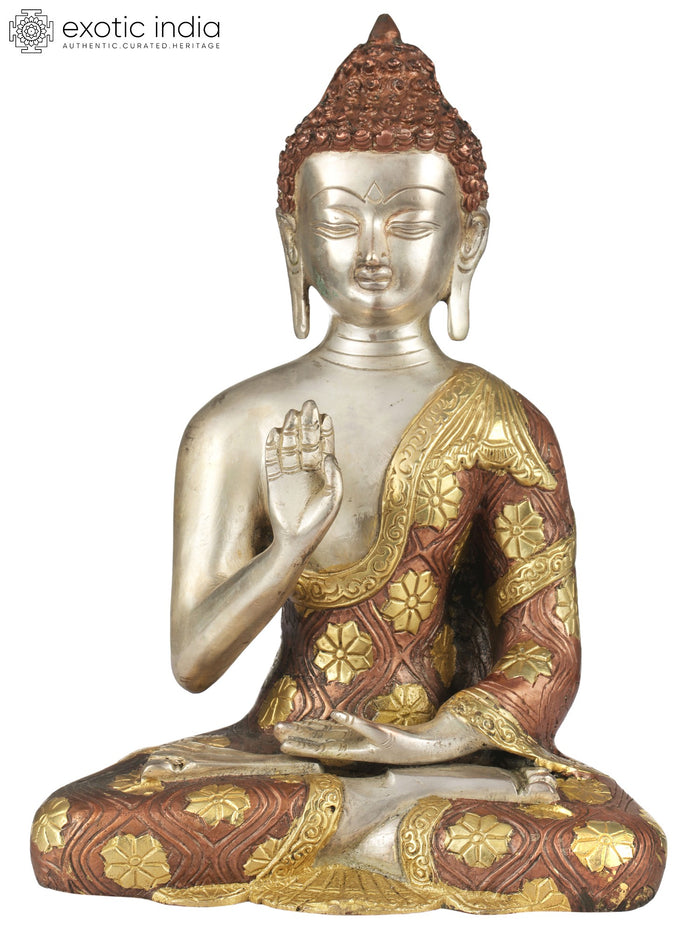 10" Lord Buddha Abhaya Mudra Brass Statue Handmade