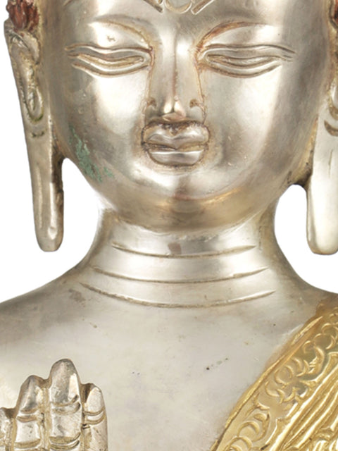 10" Lord Buddha In Abhaya Mudra - Tibetan Buddhist In Brass | Handmade | Made In India