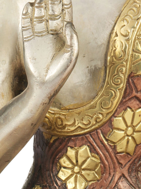 10" Lord Buddha In Abhaya Mudra - Tibetan Buddhist In Brass | Handmade | Made In India