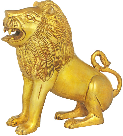 Brass Pair of Lions Figurine