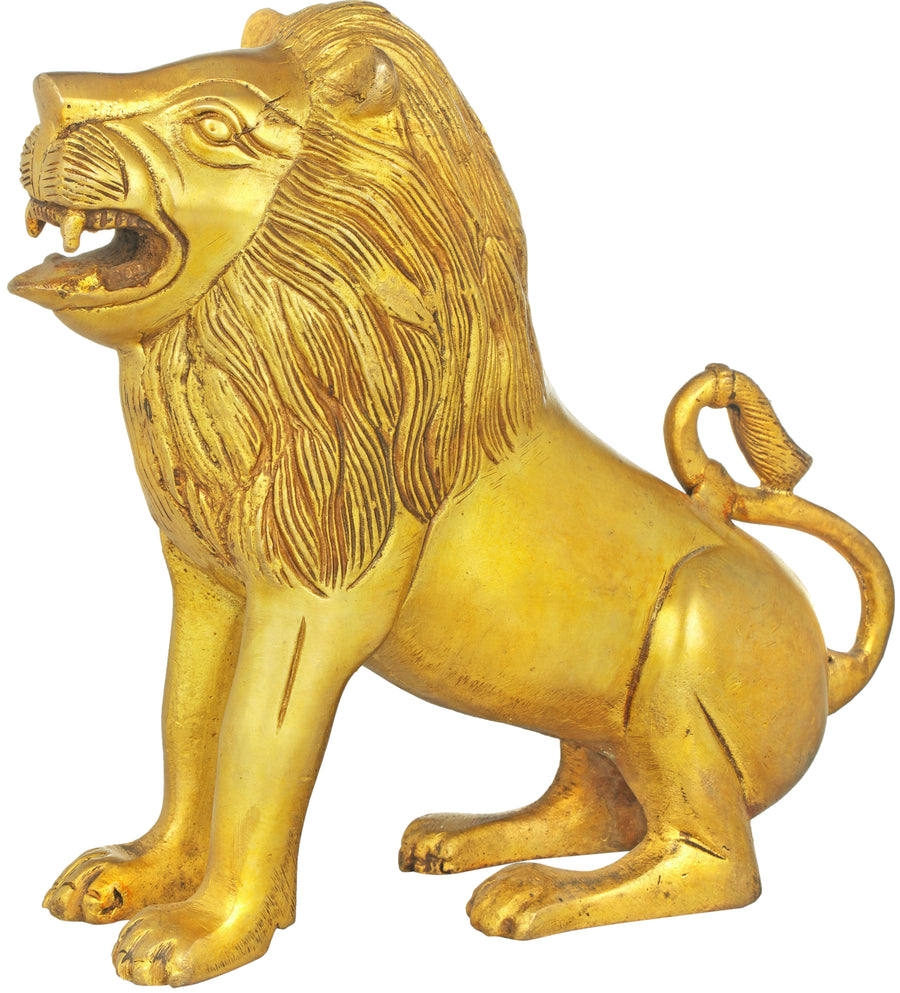 Brass Pair of Lions Statue for Home Decor