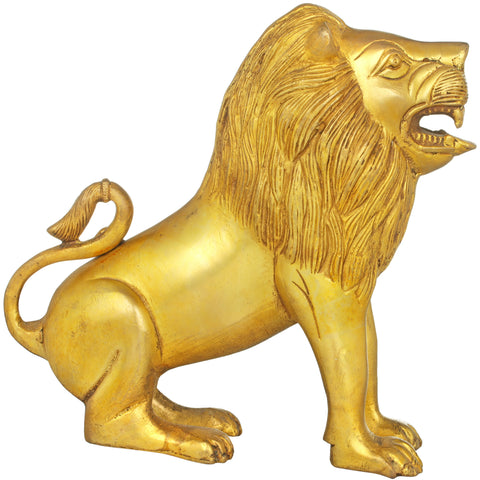 Brass Pair of Lions Figurine