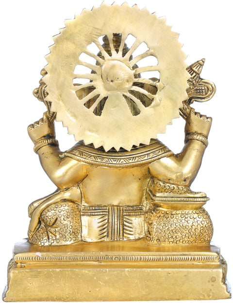 8" Lord Ganesha Scripting The Mahabharata In Brass | Handmade | Made In India