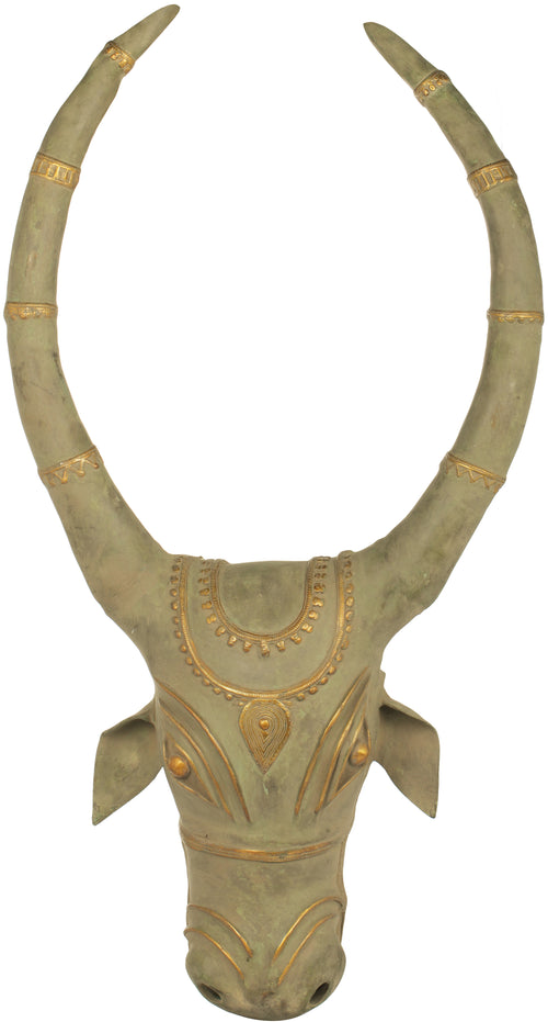 36" Large Nandi Head Brass Wall Hanging Handmade