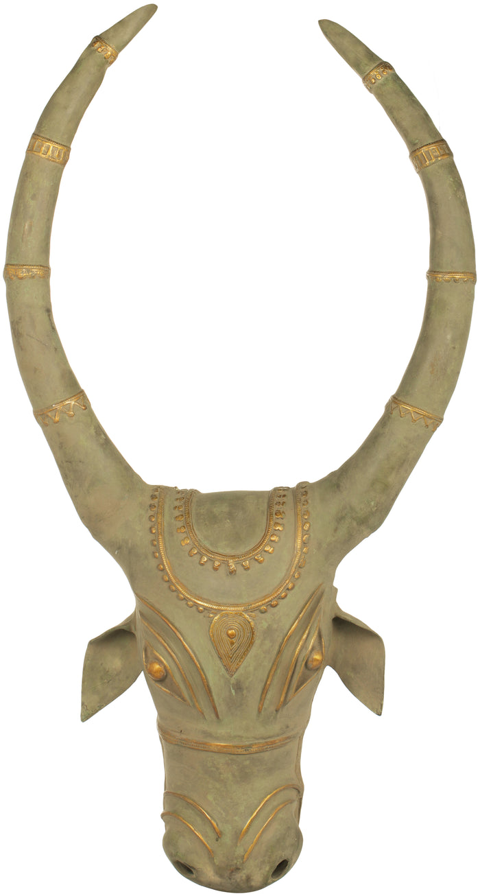 36" Large Nandi Head - Wall Hanging In Brass | Handmade | Made In India