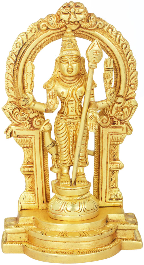 6" Handmade Kumara Karttikeya Brass Idol for Pooja