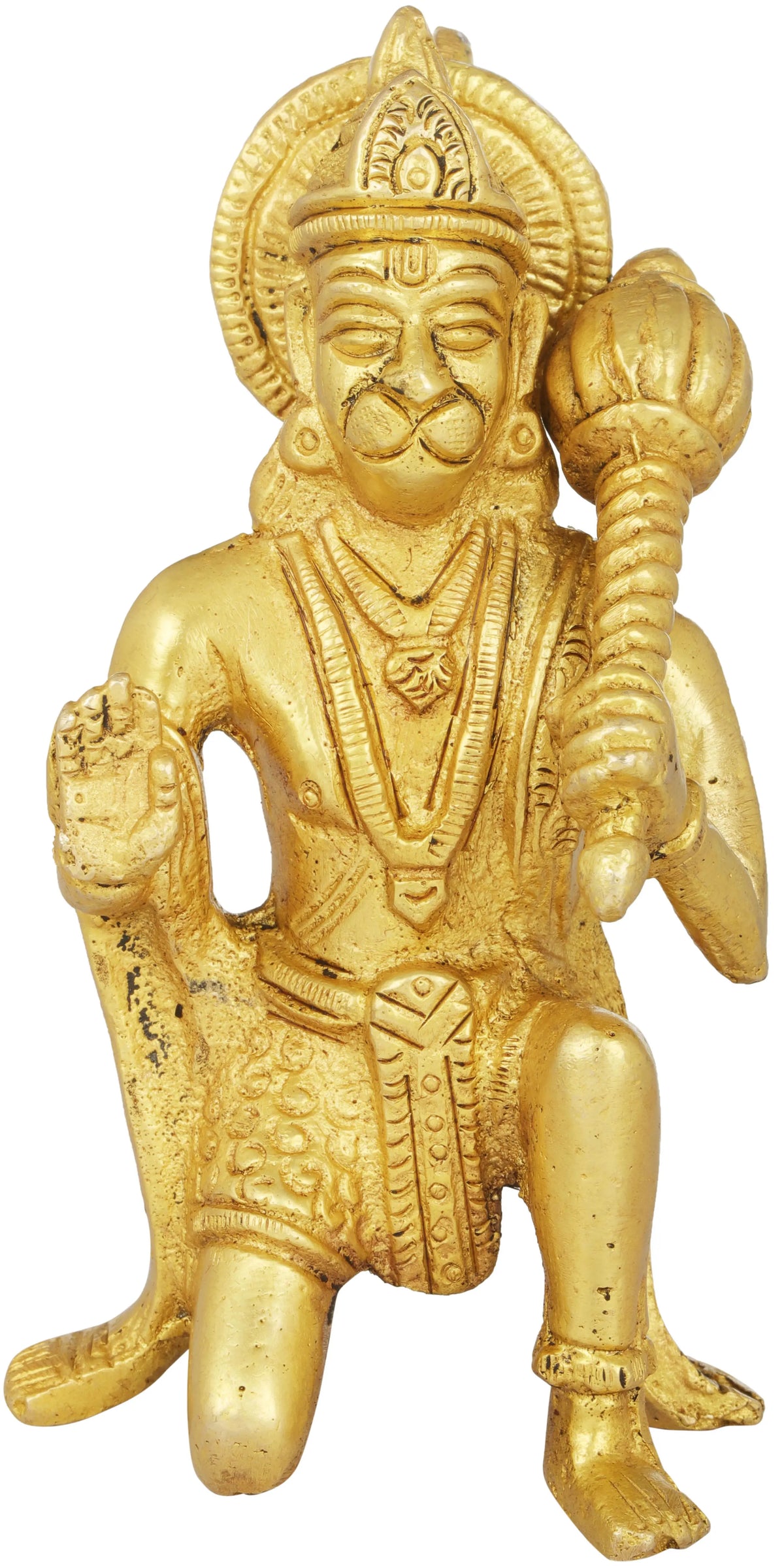 4" Hanuman Ji Statue in Ashirwad Mudra | Handmade Brass Idol | Made In India
