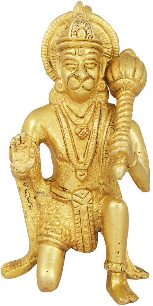 4" Hanuman Ji Handmade Brass Statue in Ashirwad Mudra