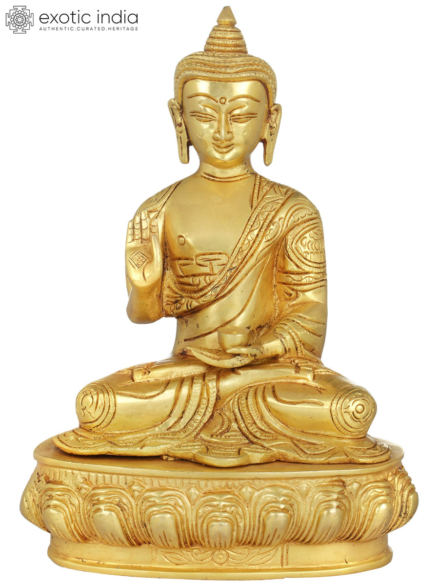 9" Blessing Buddha Tibetan Brass Handmade Idol
