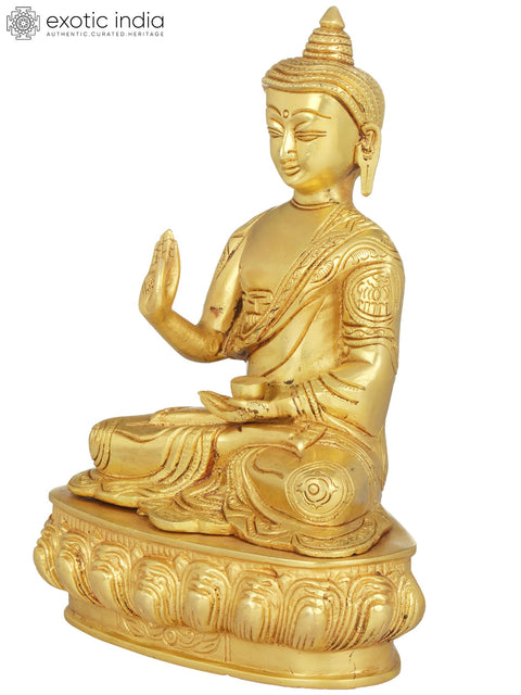 9" Blessing Buddha  - Tibetan Buddhist In Brass | Handmade | Made In India