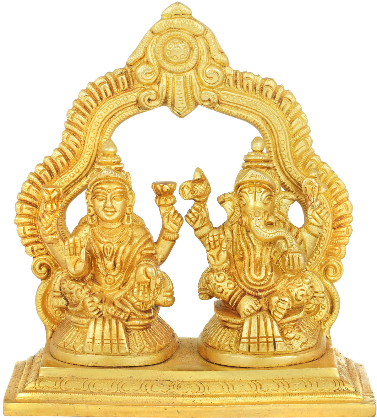 5" Lakshmi Ganesha Statue in Brass | Handmade | Made In India