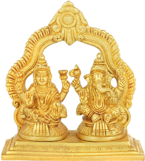 5" Lakshmi Ganesha Brass Statue Handmade