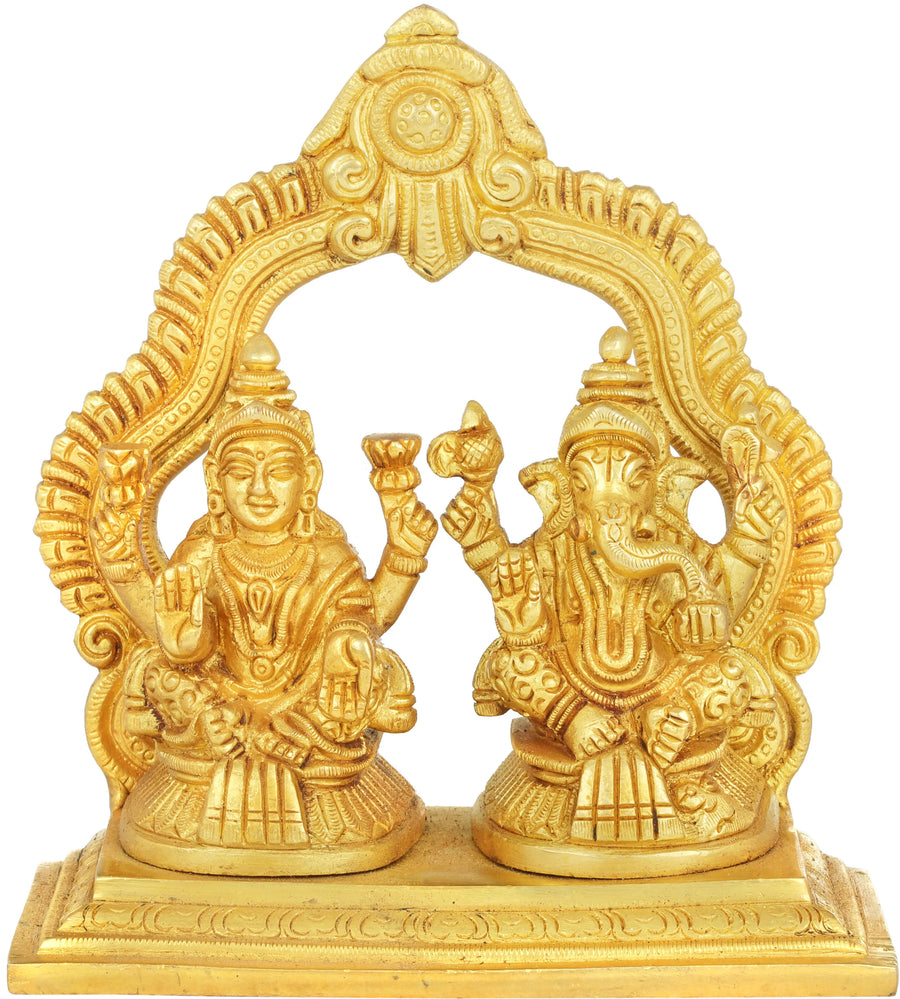 5" Lakshmi Ganesha Brass Statue Handmade