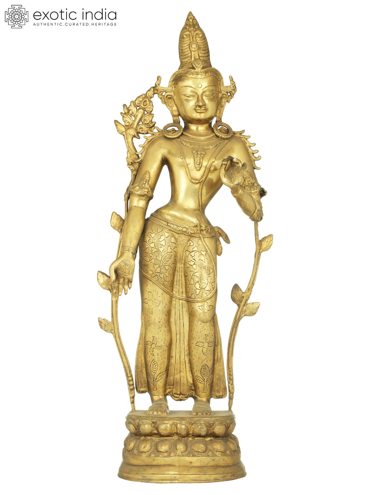 31" Padmapani Avalokiteshvara (Tibetan Buddhist Deity) In Brass | Handmade | Made In India