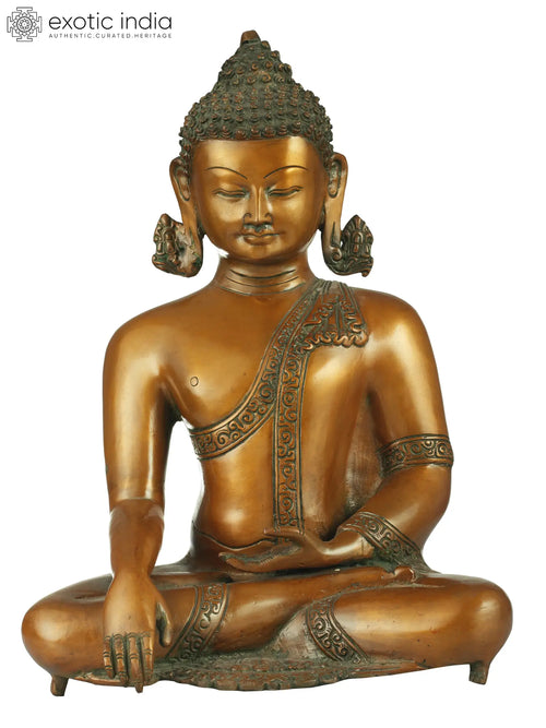 13" Handmade Tibetan Buddhist Buddha Brass Sculpture for Enlightenment