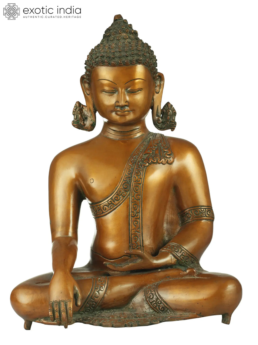 13" Handmade Tibetan Buddhist Buddha Brass Sculpture for Enlightenment