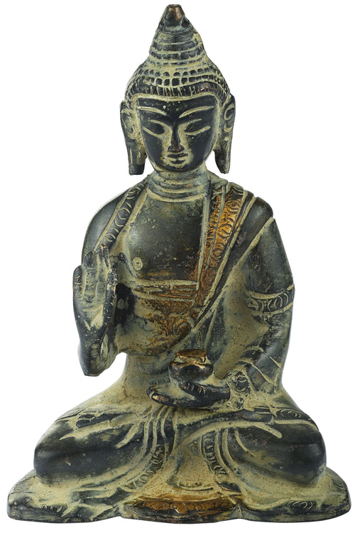 4" Handmade Brass Buddha Statue in Vitarka Mudra