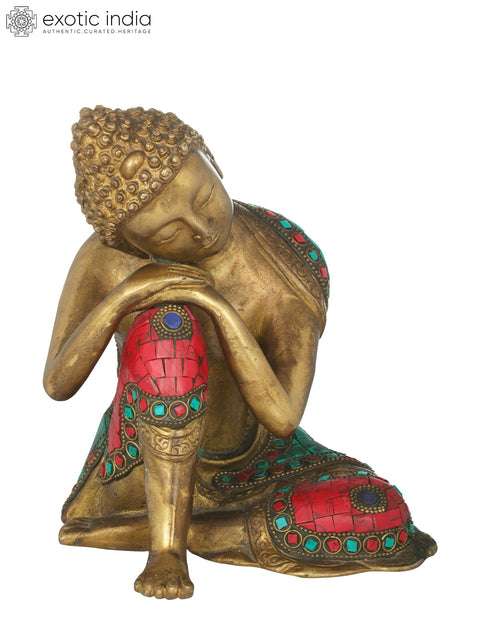 7" Thinking Buddha - Tibetan Buddhist In Brass | Handmade | Made In India
