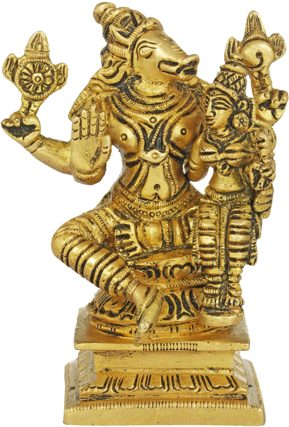 Varaha Avatar - Vishnu’s Boar Incarnation and Bhudevi In Brass | Handmade | Made In India