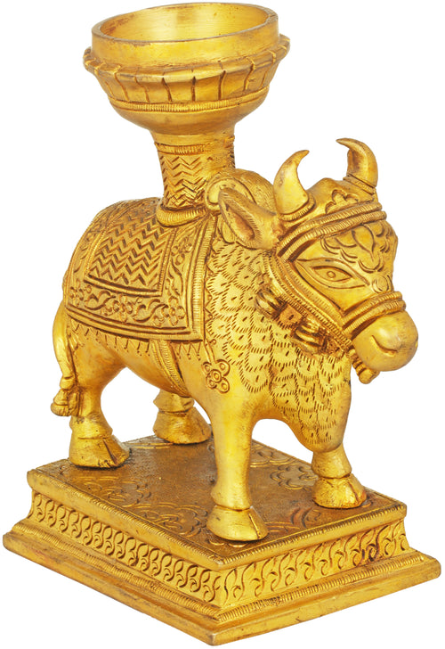 Brass Nandi Candlestand Statue