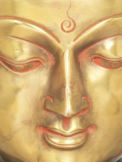 11" Lord Buddha Wall Hanging Mask (Tibetan Buddhist) In Brass | Handmade | Made In India