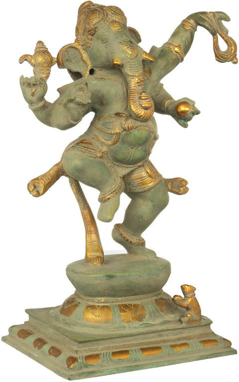 11" Dancing Ganesha In Brass | Handmade | Made In India