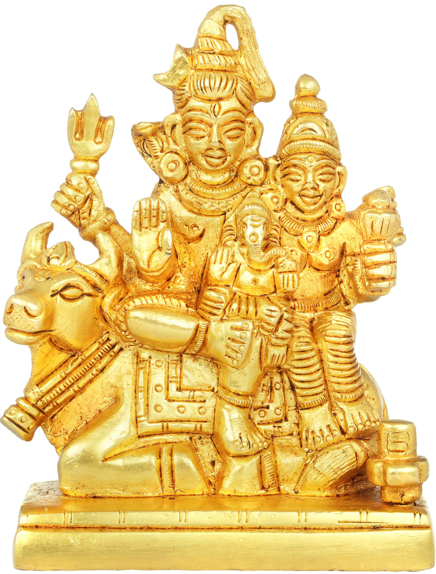 3" Shiva Family Brass Statue Handmade Idol