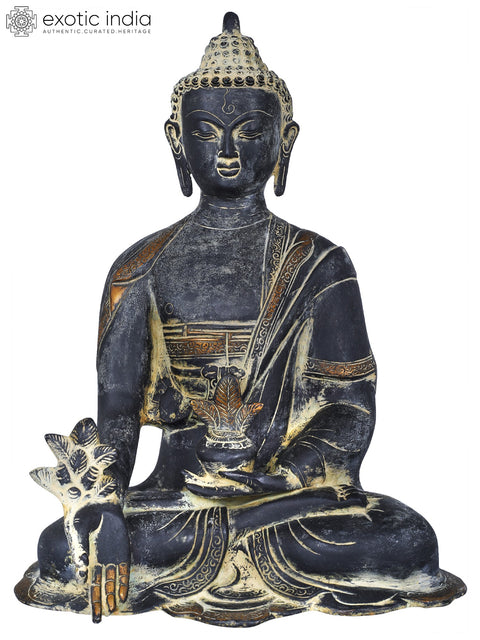 13" The Indomitable Bhaishajyaguru in Brass | Handmade Medicine Buddha Idol