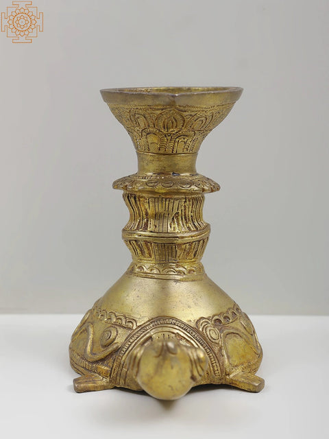 4" Small Vastu Round Deep Pooja Diya on Tortoise