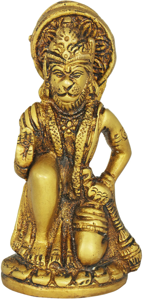 4" Seated Hanuman Brass Statue Handmade