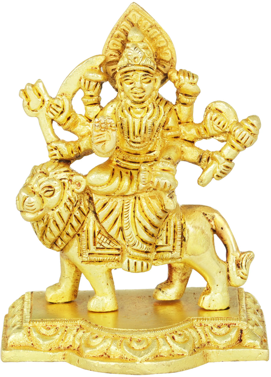 3" Small Goddess Durga Brass Idol Handmade