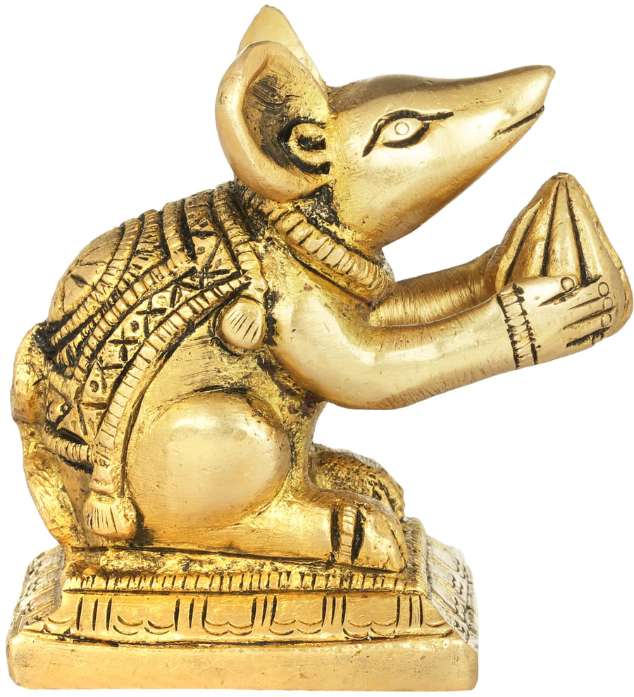 Ganesha's Rat With Modak Brass Statue Handmade