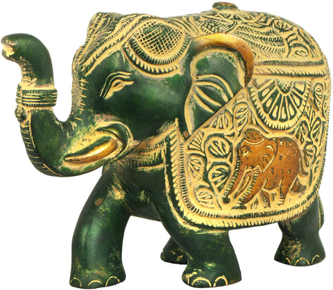 Fully Carved Elephant with Upraised Trunk (for Vastu)